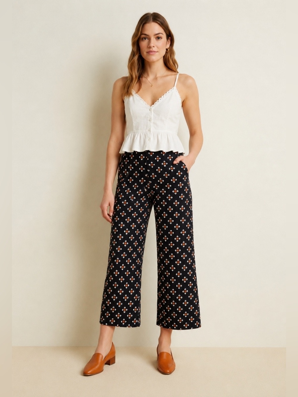 Anthropologie Maeve Colette Wide Leg Patterned Pants